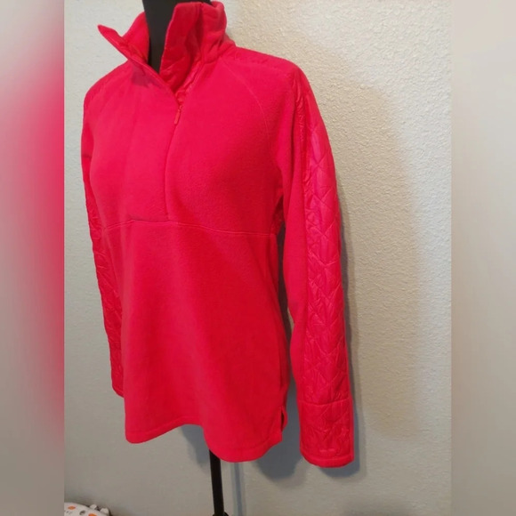 Athleta Vortex Halfzip Fleece Quilted Pullover Sweater Neon Pink Athleisure - Picture 12 of 12